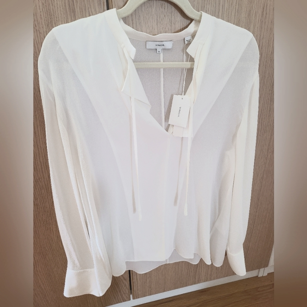 Brand New: Vince 100%silk  blouse with strings (tag on)